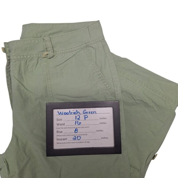 Woolrich Cropped Rolled Pants Petite Adjustable Green Buttons Womens 12 Short - Picture 8 of 10